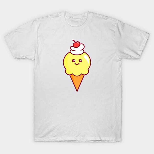 Kawaii Ice Cream Illustration T-Shirt by vnteees1